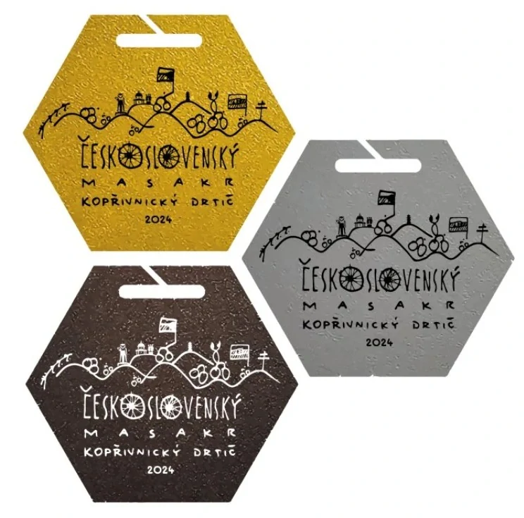 Kovová šestiúhelníková medaile 6 cm